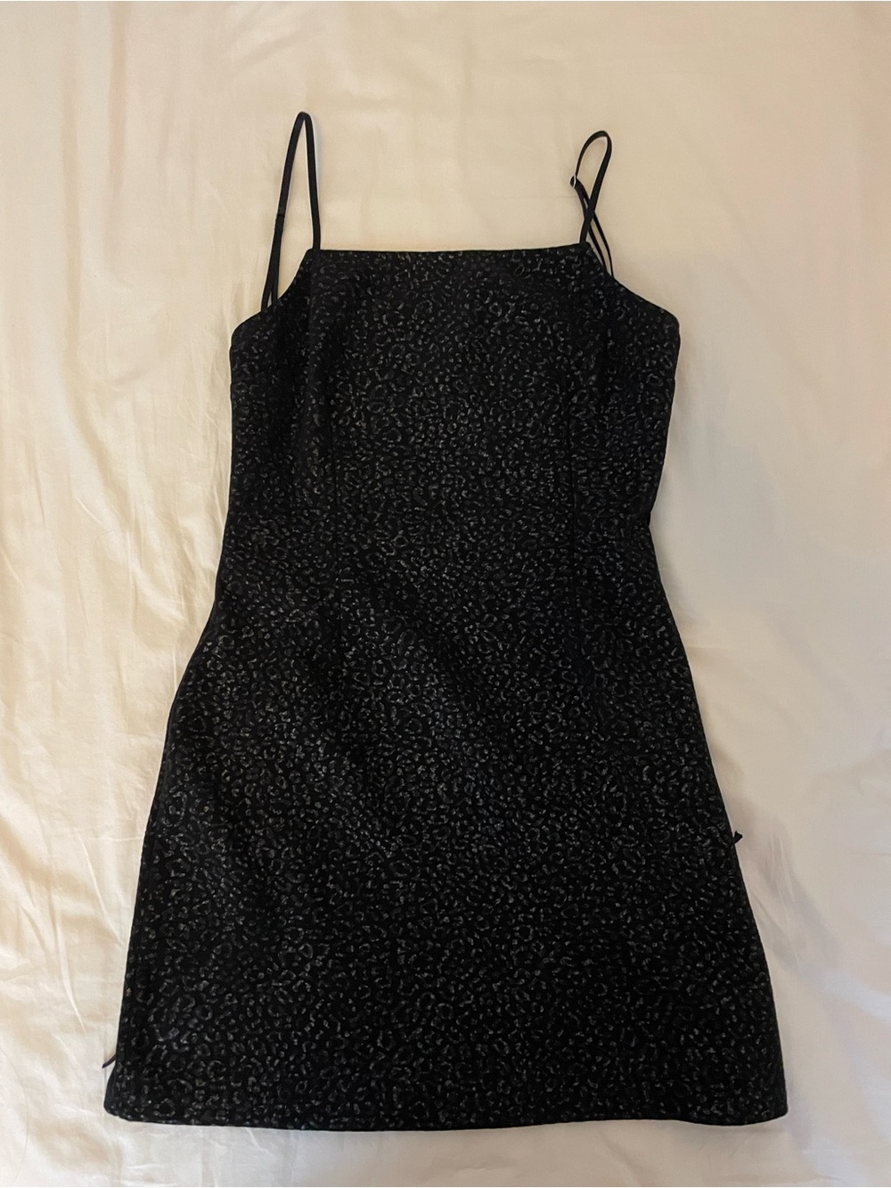 Urban Outfitters Black Backless Mini Dress with Subtle Leopard Texture